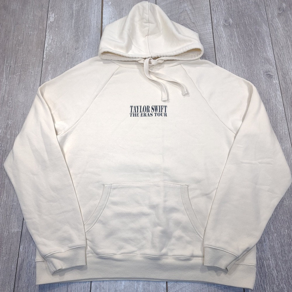 Taylor Swift The Eras Tour Hoodie Unisex Large Cream Graphic Concert Merch